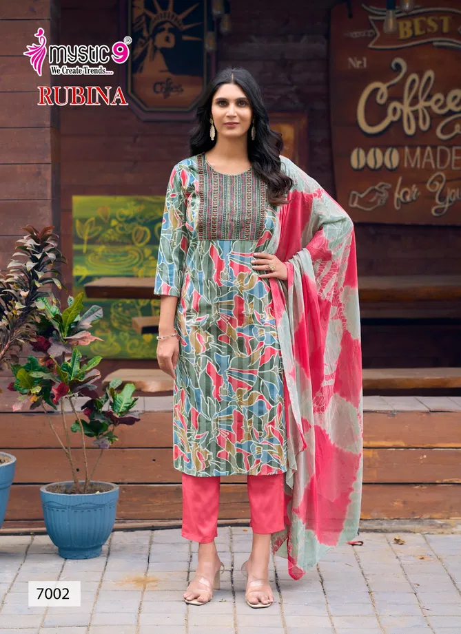 Rubina Vol 7 By Mystic 9 Rayon Kurti With Bottom Dupatta Suppliers In India